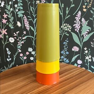 VINTAGE TUPPERWARE TUMBLERS in harvest colors, set of 3, retro kitchen 16oz